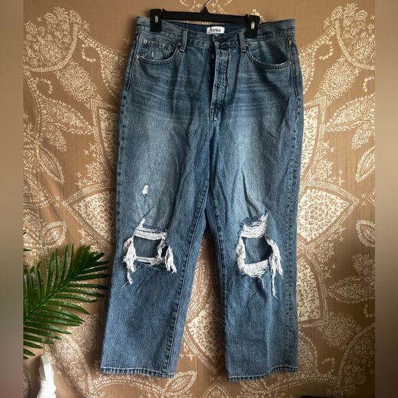pistola Denim - Pistola Cassie Distressed High Rise Straight Leg Button Fly Jeans Womens Sz 31